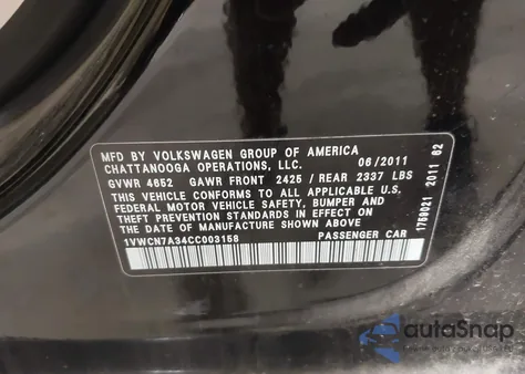 2012 Volkswagen Passat 2.0L Tdi Sel Premium z USA, uszkodzony, nr VIN 1VWCN7A34CC003158